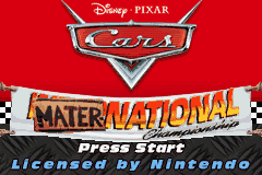 Cars Mater-National Championship title screen for GameBoy Advance